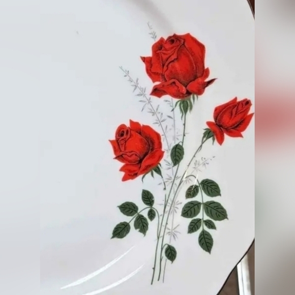 Kronester Bavarian Germany Rose China (Lot #3) 8 Soup Bowls Holiday Red
